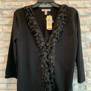 NWT JM Collection Black Cardigan Decorative Sweater. Sz M